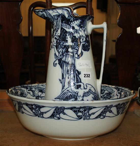 Royal Doulton Art Nouveau jug & basin theme from the Swan Princess